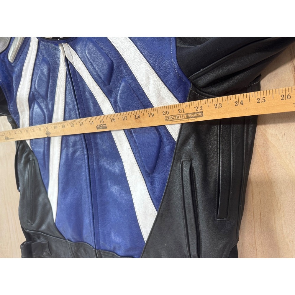 Joe Rocket Blue Leather Motorcycle Jacket Y2K Racing Moto Biker Streetwear XL 48 - Picture 8 of 15
